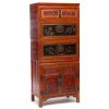 Early 20th century Chinese wedding chest and cabinet set - side view showing the handles