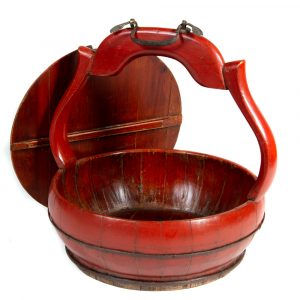Chinese vintage red lacquered food basket.