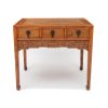 19th century Chinese three drawer side table with longevity carving at Humble House Canberra showroom
