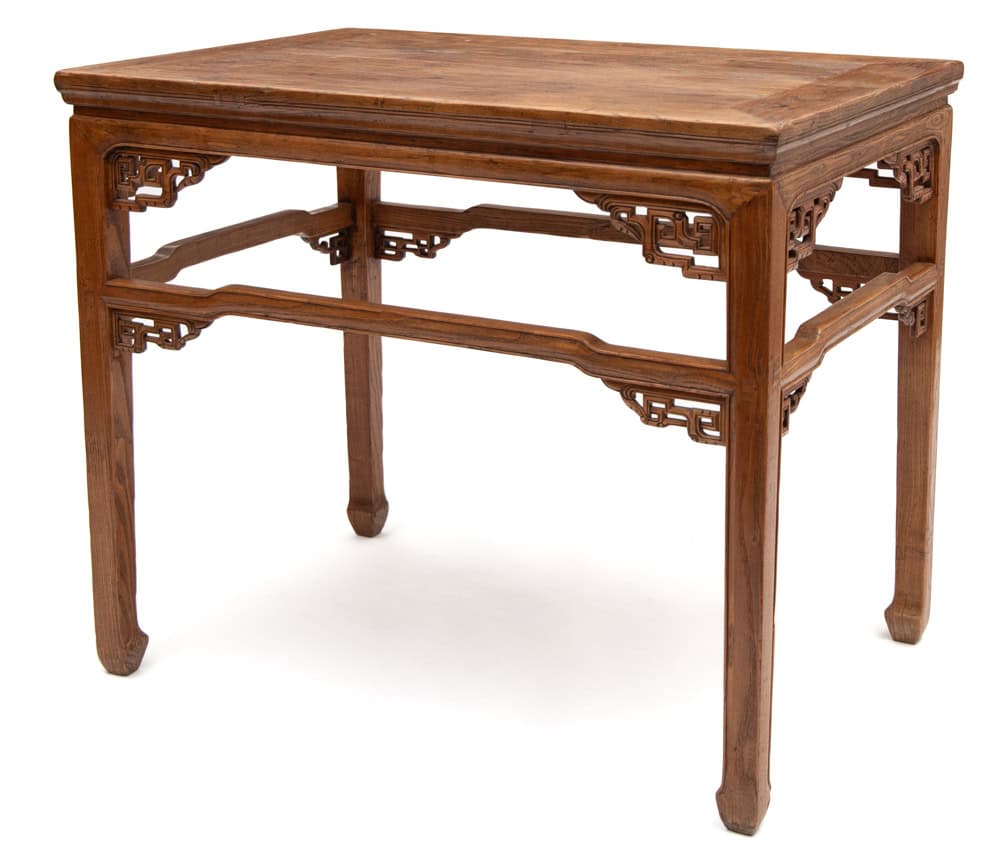 19th century Chinese display table with longevity spirals on display in our Canberra antiques showroom - (side)