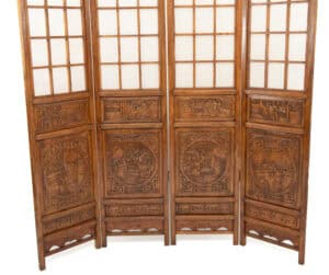 Alternative view of Relief carved four panel screen