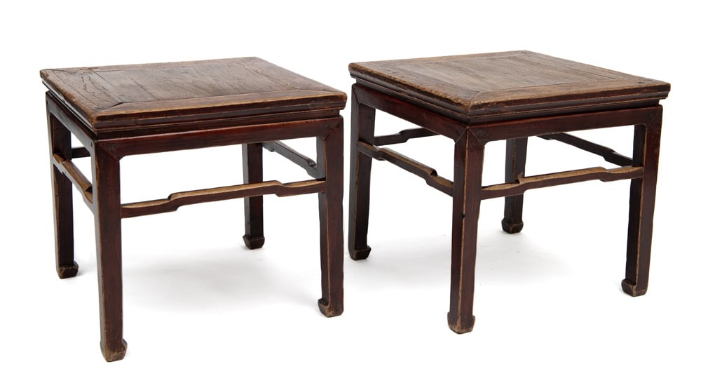 Large square lacquered stools