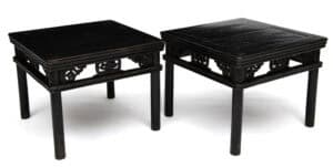 Large black lacquered stools