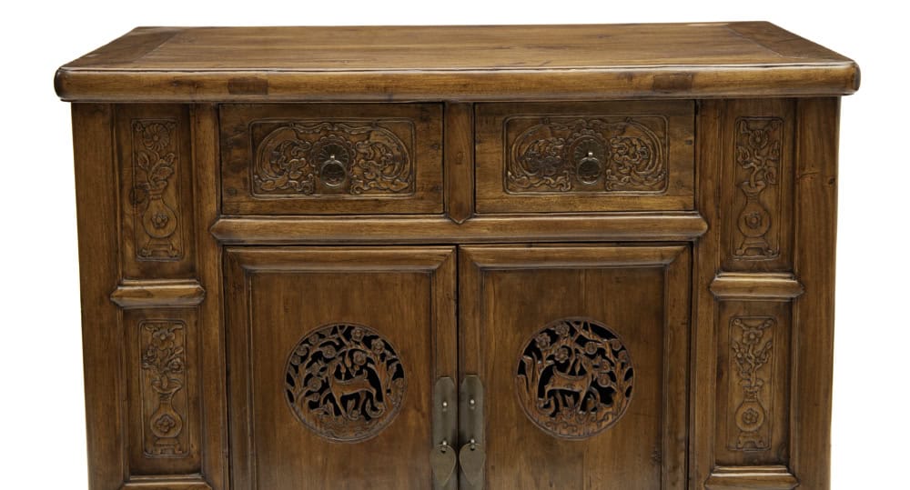 Cabinet with deer medallions - detail