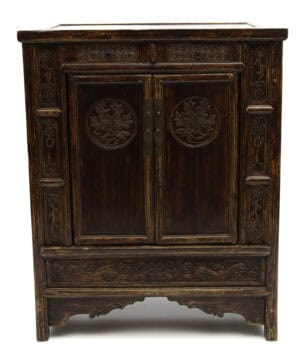 Cabinet with peony medallions - front
