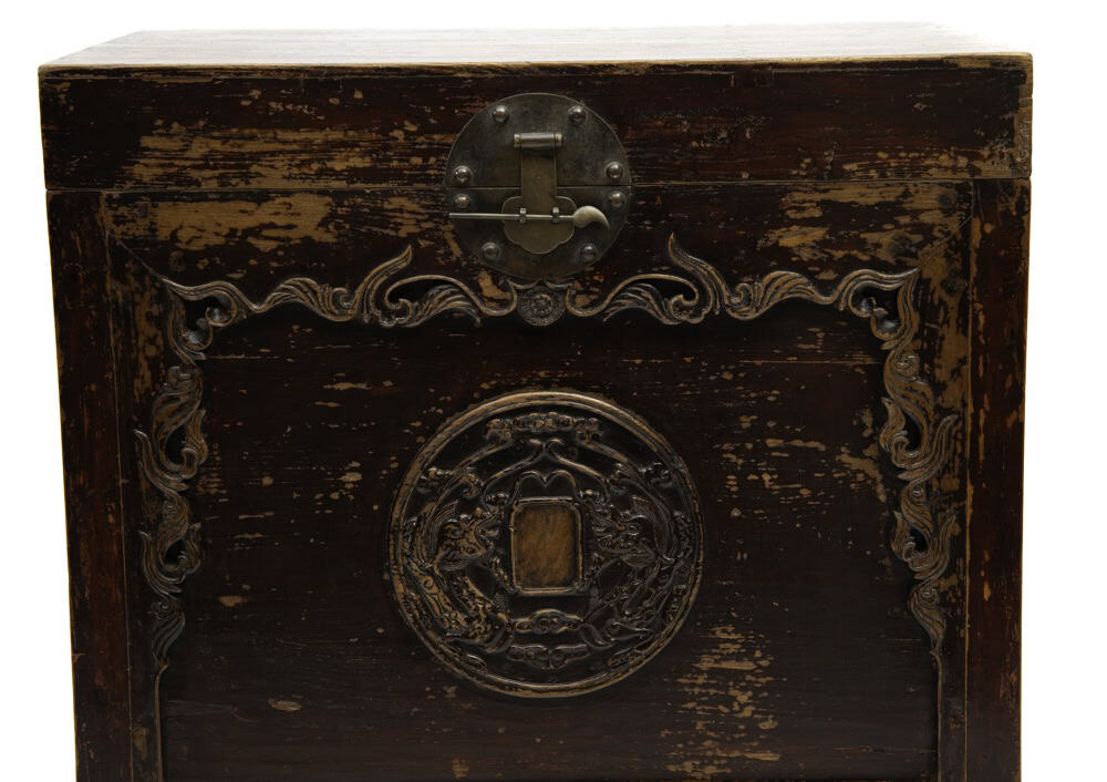 Two drawer chest with dragon carving - detail