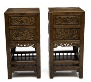Tea stands with immortal carving - front
