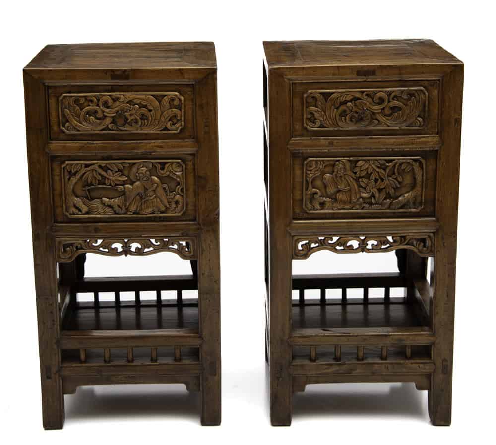 Tea stands with immortal carving - front