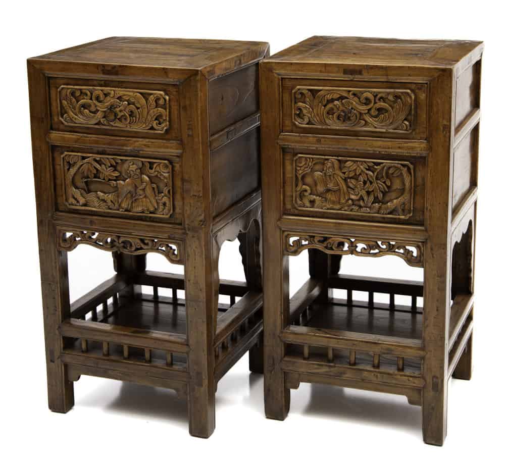 Tea stands with immortal carving - side